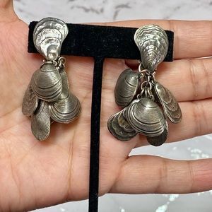 Vintage Napier Eugene Bertolli Oyster Clam Shellfish Shell Clip Earrings. 1950s